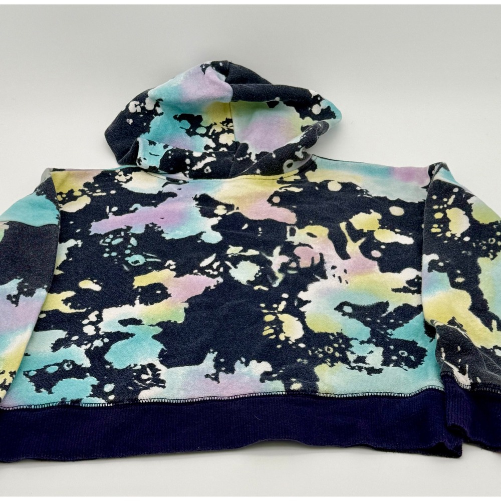 Justice Girls Tie Dye Cropped Hoodie Size XS 5/6 Multicolor Logo Pullover - Picture 3 of 6